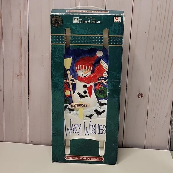 Lot of 2 Vintage Kmart Trim A Home Dolomite Figurine/ Wall Decoration Snowman - Picture 6 of 14